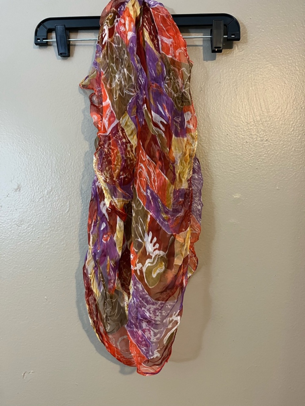 Lightweight Crinkled Multicolor Infinity Scarf - Purple, Red, Brown, Gold